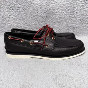 Timberland Classic 2-Eye Mens Size 11 Boat Shoes Black Leather Lace Up 1005R